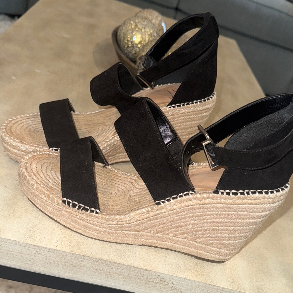INC International Concepts Black Espadrille Wedges
